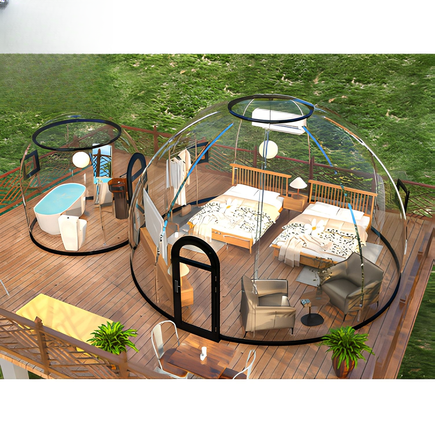 Moonseek Custom Spherical Hotel Geodesic PC Dome House Transparent